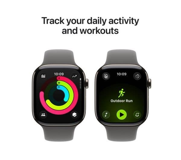 Apple Watch Series 11 GPS + Cellular 46mm Natural Titanium Case with Stone Grey Sport Band - M/L - Image 4