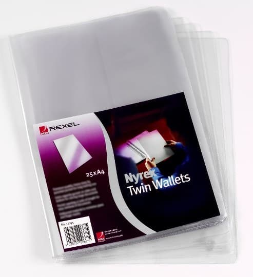Rexel Nyrex™ Twin Wallets A4 Size Clear (25) - Image 1