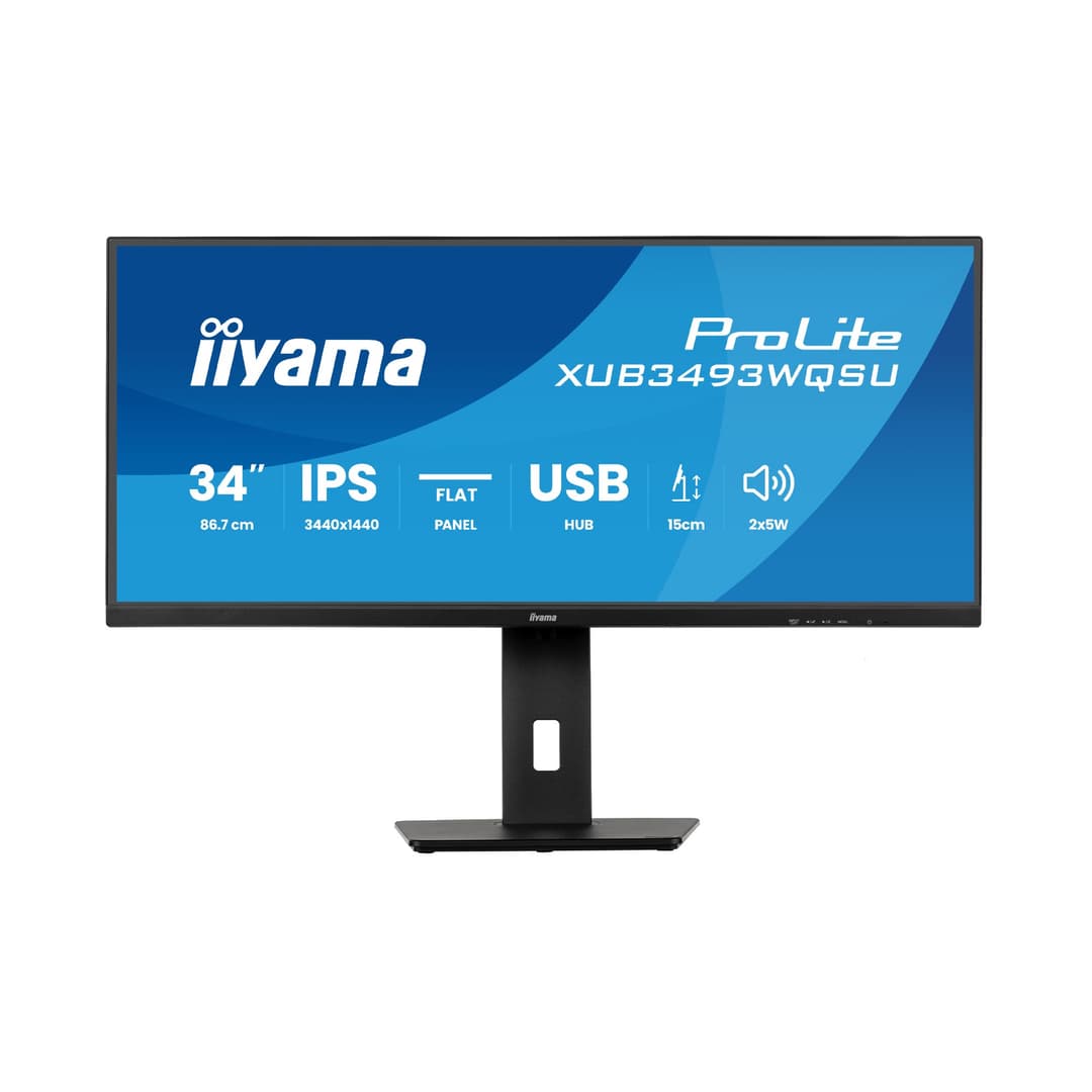 iiyama Prolite XUB3493WQSU-B6 34" IPS Ultrawide QHD Height Adjustable Monitor - Image 1