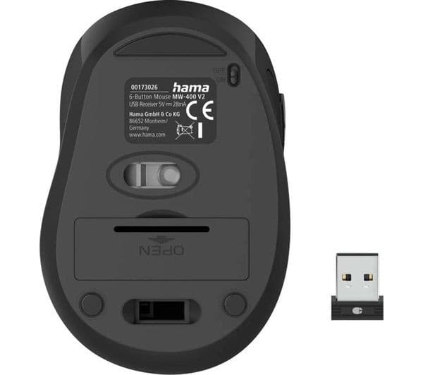 Hama MW-400 V2 Wireless Optical Mouse - Black - Image 3