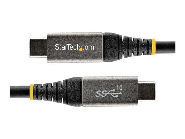 StarTech.com 1m USB-C to USB-C Cable - USB 3.2 Gen 2 10Gbps, 100W PD, DisplayPort 1.4, Thunderbolt 3 Compatible - Grey/Black (USB31CCV1M) - Image 2