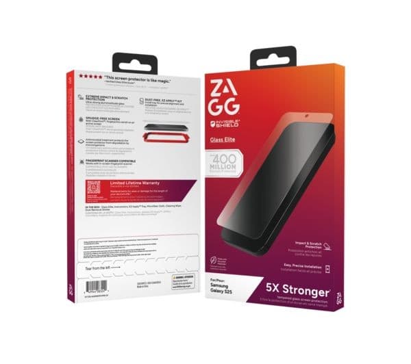 ZAGG InvisibleShield Glass Elite Samsung Galaxy S25 Screen Protector - Clear - Image 1