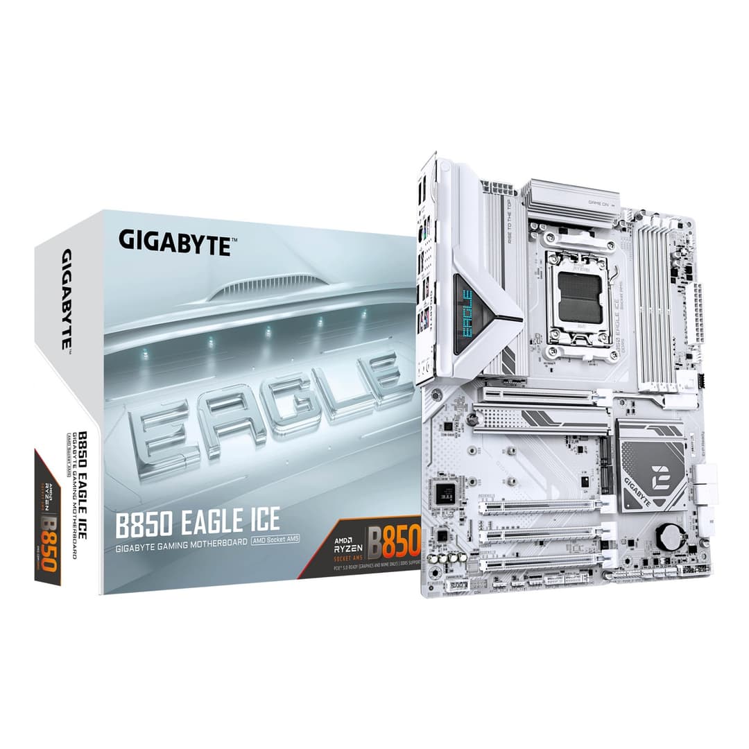 GIGABYTE B850 EAGLE AMD B850 ATX Socket AM5 Motherboard - No Wi-Fi - White - Image 1