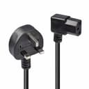 Lindy 1m UK 3 Pin Plug to Right Angled IEC C13 Mains Power Cable, Black thumbnail 1