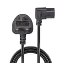 Lindy 1m UK 3 Pin Plug to Right Angled IEC C13 Mains Power Cable, Black thumbnail 2