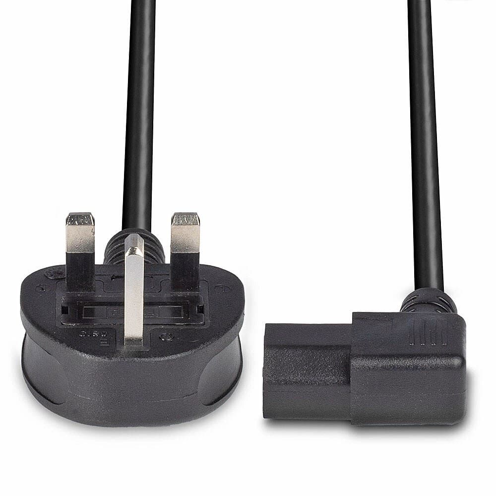 Lindy 1m UK 3 Pin Plug to Right Angled IEC C13 Mains Power Cable, Black - Image 4