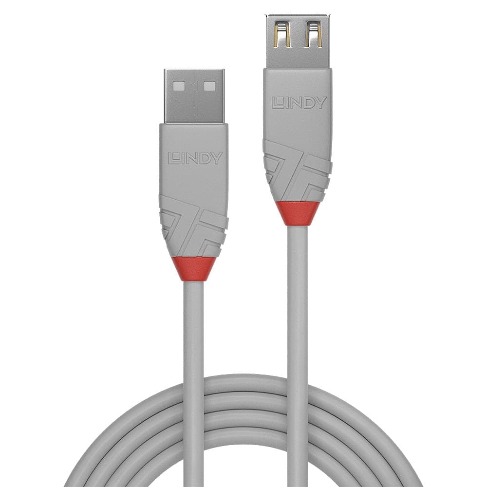 Lindy 1m USB 2.0 Type A Extension Cable, Anthra Line, Grey - Image 2