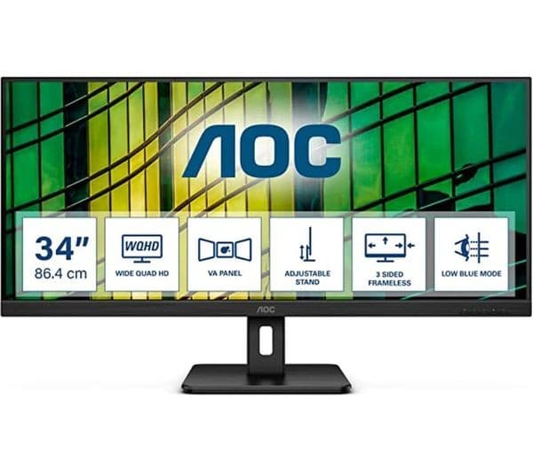 AOC U34E2M 34" Wide Quad HD 100Hz VA Monitor - Black