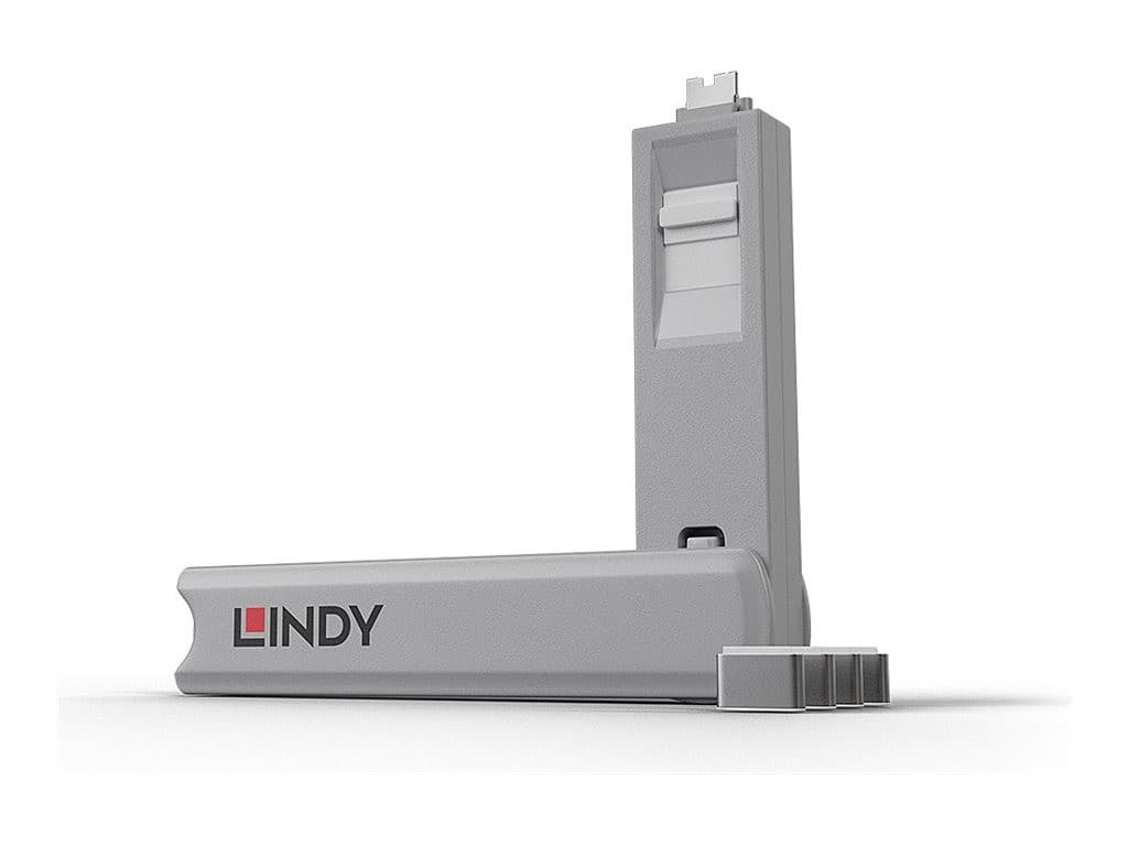 Lindy USB-C Port Blocker Kit (4x Locks + 1x Key) - White - Image 1