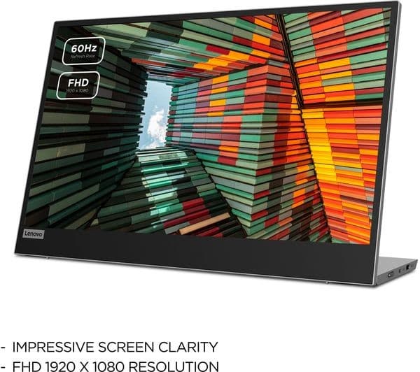 Lenovo L15 15.6-inch Full HD IPS USB-C Portable Monitor - Black - Image 2