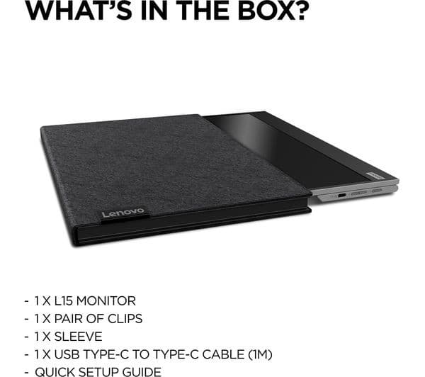 Lenovo L15 15.6-inch Full HD IPS USB-C Portable Monitor - Black - Image 6