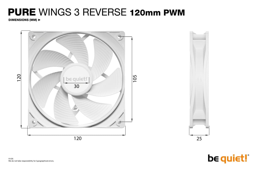 be quiet! Pure Wings 3 120mm | PWM Reverse White Triple-Pack Computer case Fan 12 cm 3 pc(s) - Image 4