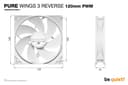 be quiet! Pure Wings 3 120mm | PWM Reverse White Triple-Pack Computer case Fan 12 cm 3 pc(s) thumbnail 4