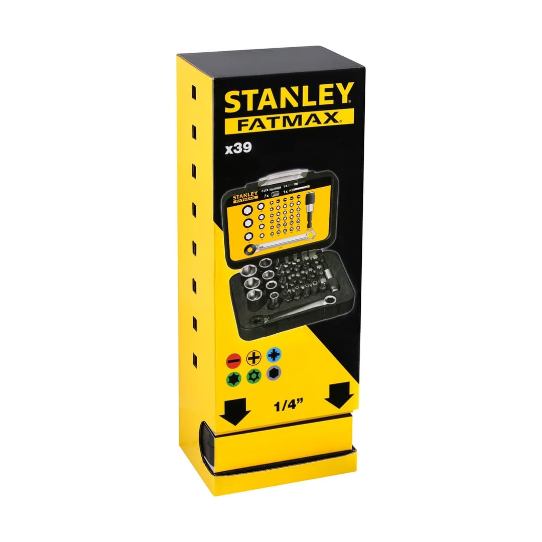 Stanley Tools 1-13-907 39-Piece Bit And Socket Set With Ratchet - Yellow/Black - Image 2