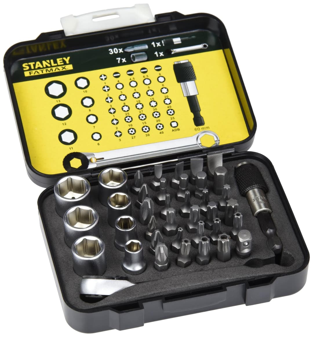 Stanley Tools 1-13-907 39-Piece Bit And Socket Set With Ratchet - Yellow/Black - Image 4