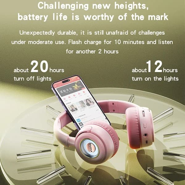 Yesido EP06 On-Ear Headphones BT5.3 400mAh, PINK - Image 5