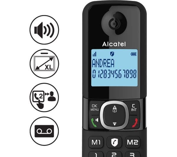 Alcatel F860 Voice ATL1423549 Cordless Phone with Answer Machine, Black - Twin Handsets - Image 2