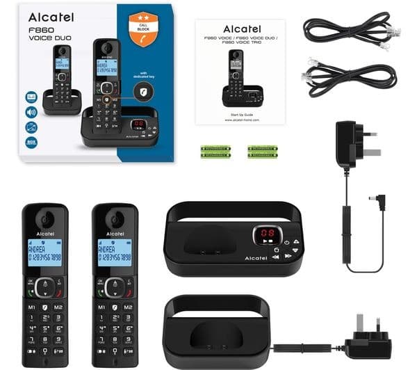 Alcatel F860 Voice ATL1423549 Cordless Phone with Answer Machine, Black - Twin Handsets - Image 3