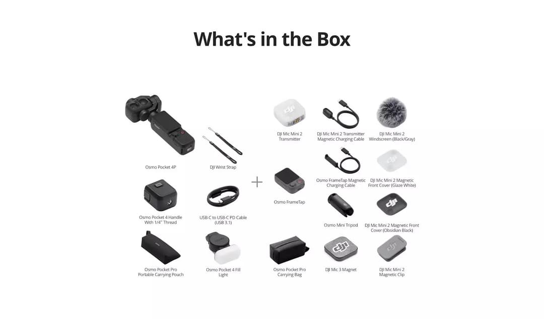 DJI Osmo Pocket 4P Dual-Lens Gimbal Camera Vlog Combo - Black - Image 2