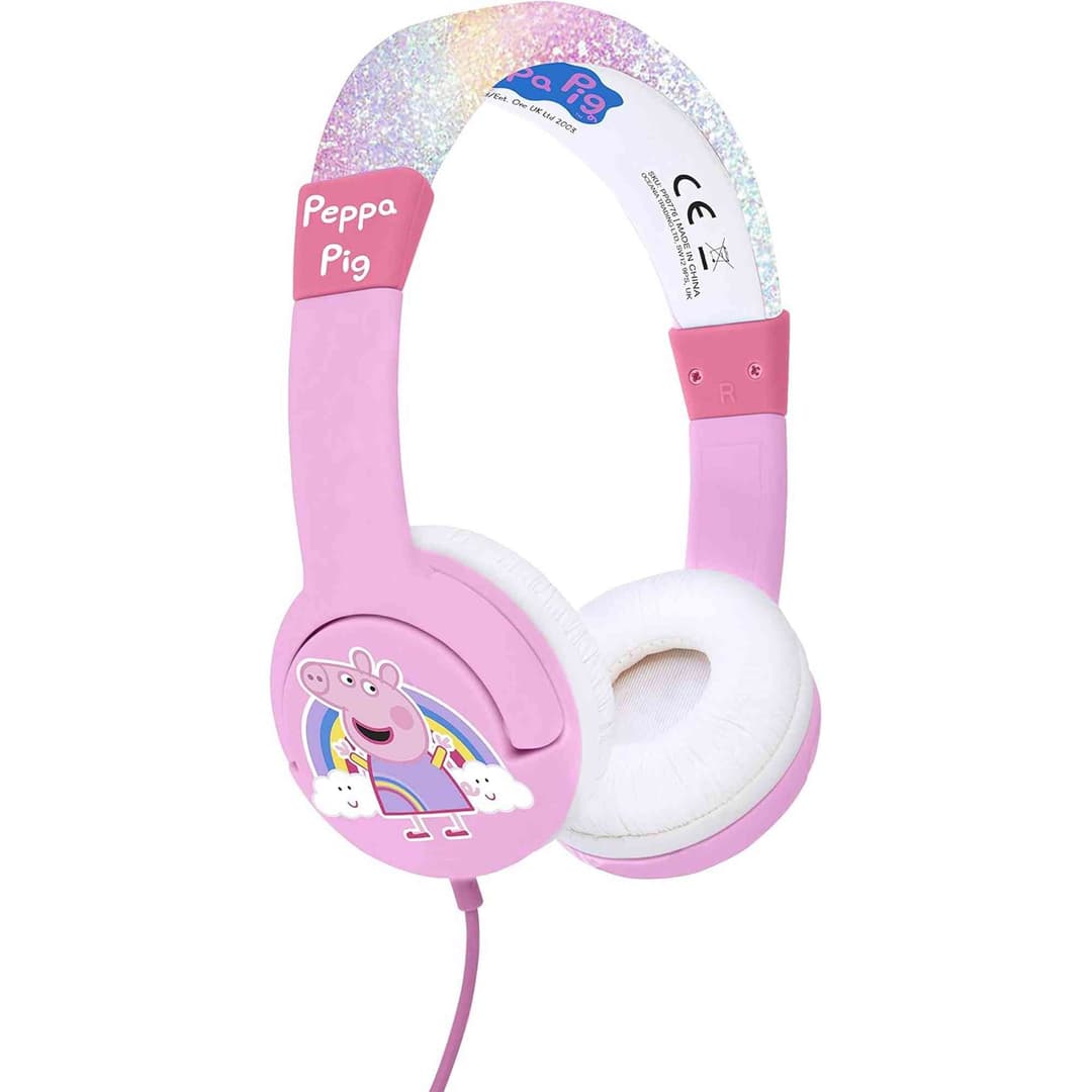Peppa Pig Glitter Rainbow Peppa Pink Kids Headphones - Image 1