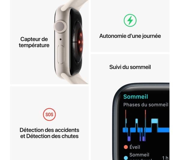APPLE Watch Series 8 Starlight with Starlight Sports Band, 41 mm - Image 8