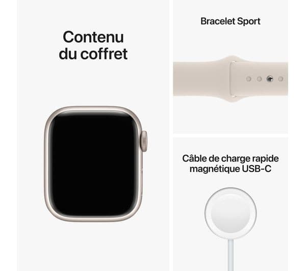 APPLE Watch Series 8 Starlight with Starlight Sports Band, 41 mm - Image 9