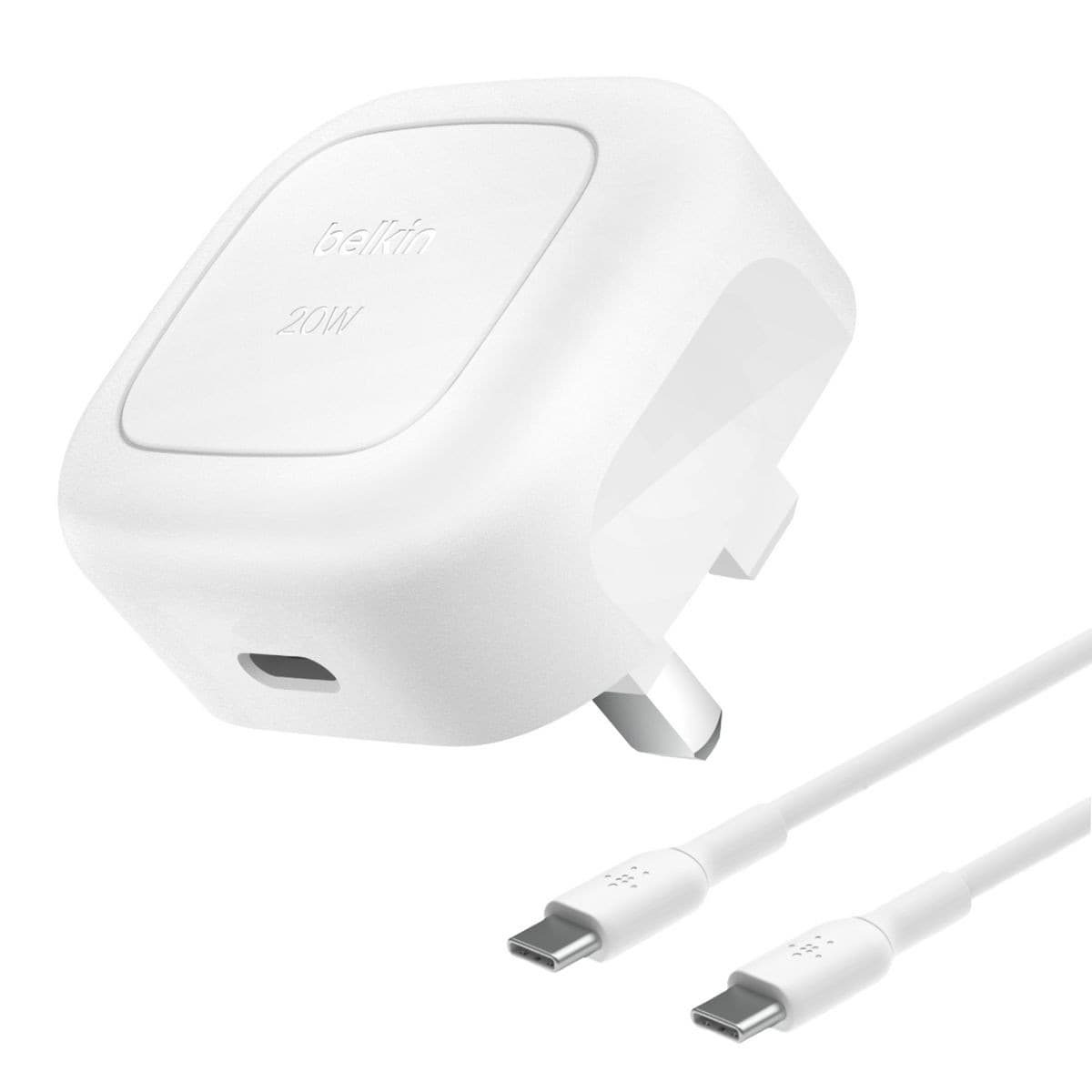 Belkin 20W USB-C Compact Wall Charger + USB-C Cable - White