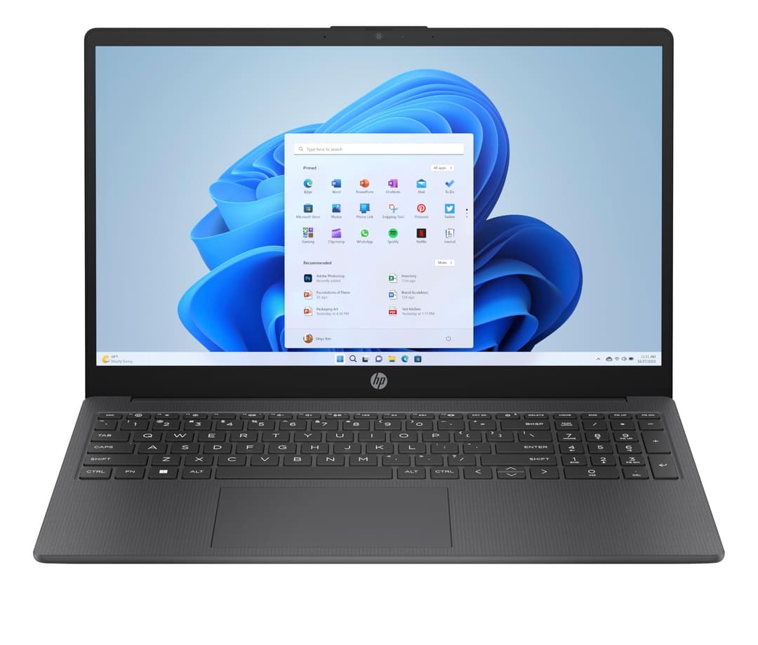 HP 15-fc0078na 15.6" AMD Athlon Silver 7120U 8GB RAM 128GB SSD Laptop - Black - Image 1