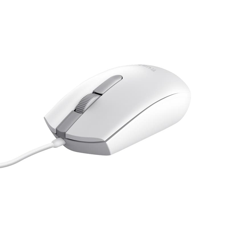Trust TM-101W Wired Optical Mouse - Ambidextrous, USB Type-A, 1200 DPI, White - Image 1