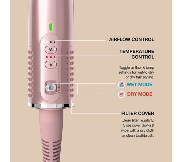 SHARK Glossi HT302UKPK 2-in-1 Hot Tool and Air Glosser - Lychee - Image 9