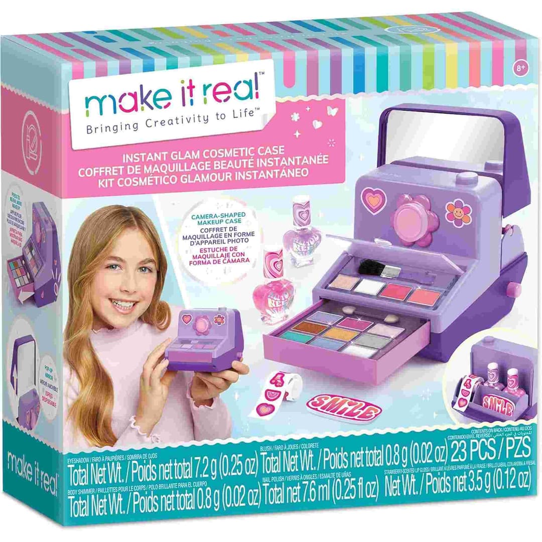 Make it Real Instant Glam Cosmetics Set with Vintage Instant Camera Shaped Box - Image 1
