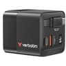 Verbatim GaN Charger 65W 2 Port retractable cable display US plugs with EU and UK adaptors
