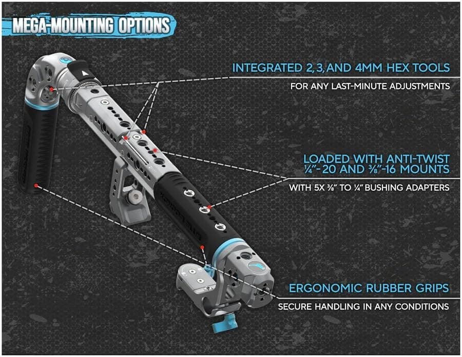 KONDOR BLUE | Poignée Hollywood (kit complet) | Prise en main ergonomique, montage rapide/sécurisé, capacités de pivotement et positions de prise en main personnalisées pour toute configuration - Image 4