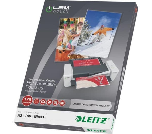 LEITZ iLAM Gloss Laminating Pouches A3 175 Micron - Pack of 100 - Image 5