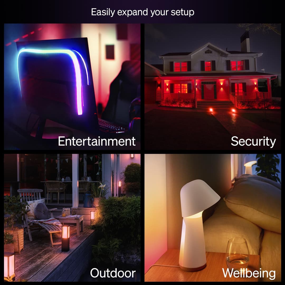 Philips Hue Bridge + Essential E27 Smart Bulbs, 4 Pack Smart Lighting Starter Kit - White - Image 8