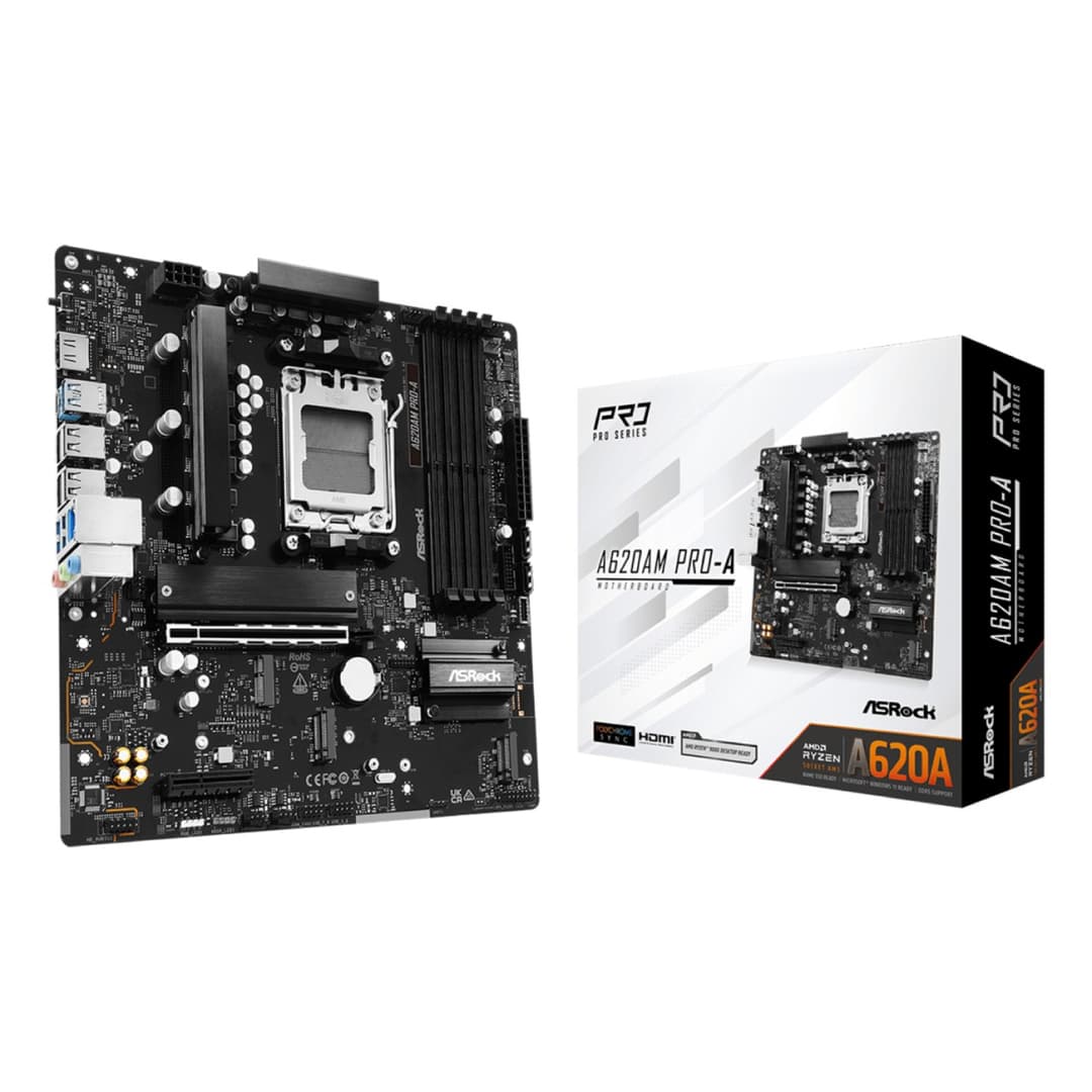 ASRock A620AM PRO-A AMD A620A DDR5 Micro-ATX Socket AM5 Motherboard - Wired - Image 1