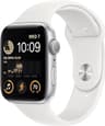 Apple Watch SE 2nd Gen Smartwatch 44mm Silver Aluminium White Sport Band S/M