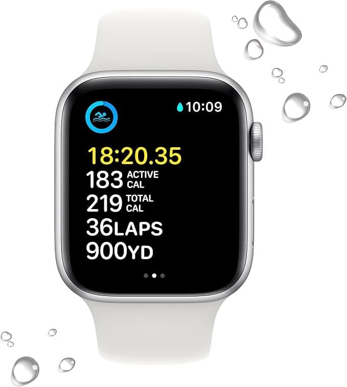 Apple Watch SE 2nd Gen Smartwatch 44mm Silver Aluminium White Sport Band S/M - Image 2