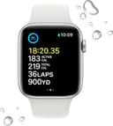 Apple Watch SE 2nd Gen Smartwatch 44mm Silver Aluminium White Sport Band S/M thumbnail 2