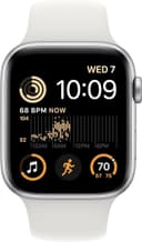 Apple Watch SE 2nd Gen Smartwatch 44mm Silver Aluminium White Sport Band S/M thumbnail 3