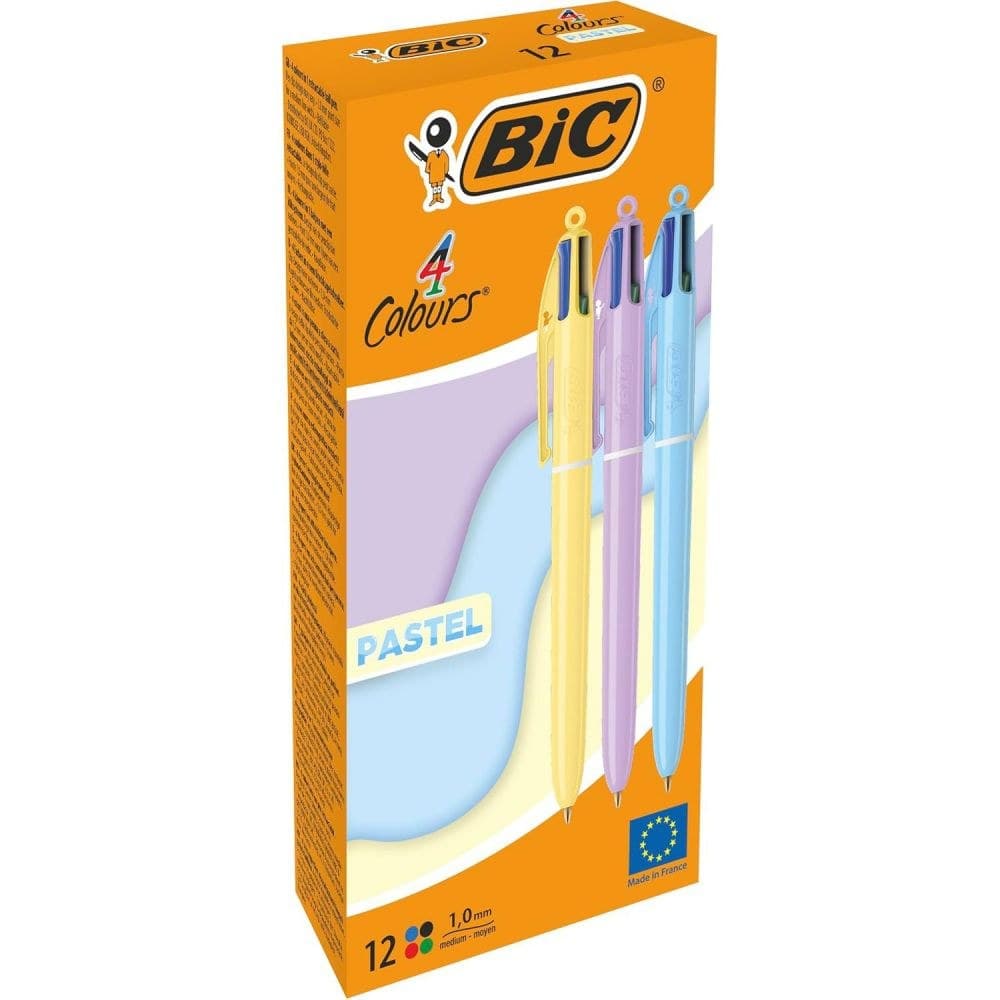 Bic Pack of 12 Assorted Colour Pastel Ballpoint Pen 1.0mm Tip - Image 1