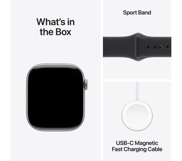 Apple Watch Series 11 GPS 46mm Space Grey Aluminium Case with Black Sport Band - M/L - Image 7