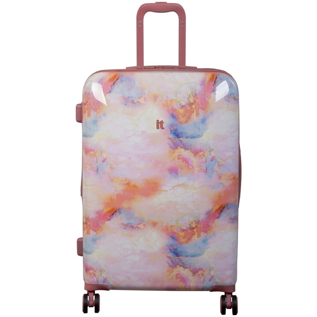 IT Hard Expandable 8 Wheel Cabin Suitcase - Marble Effect - Image 1