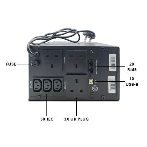 VIDA Armour 1500VA uninterruptible power supply (UPS) Line-Interactive 1.5 kVA 900 W 6 AC outlet(s) - Image 3