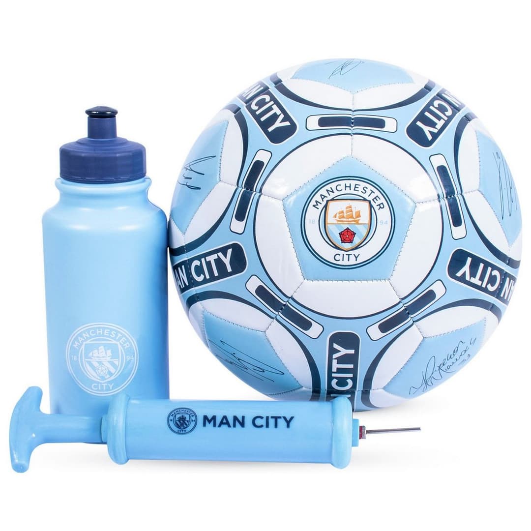 Manchester City FC Size 5 Football Gift Set - White - Image 1