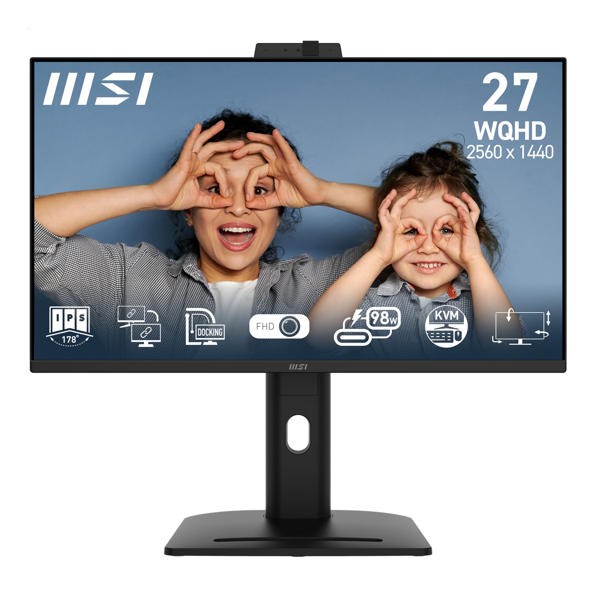 MSI PRO MP275QPDG 27" IPS QHD 100Hz USB-C Height Adjustable Monitor with Speakers