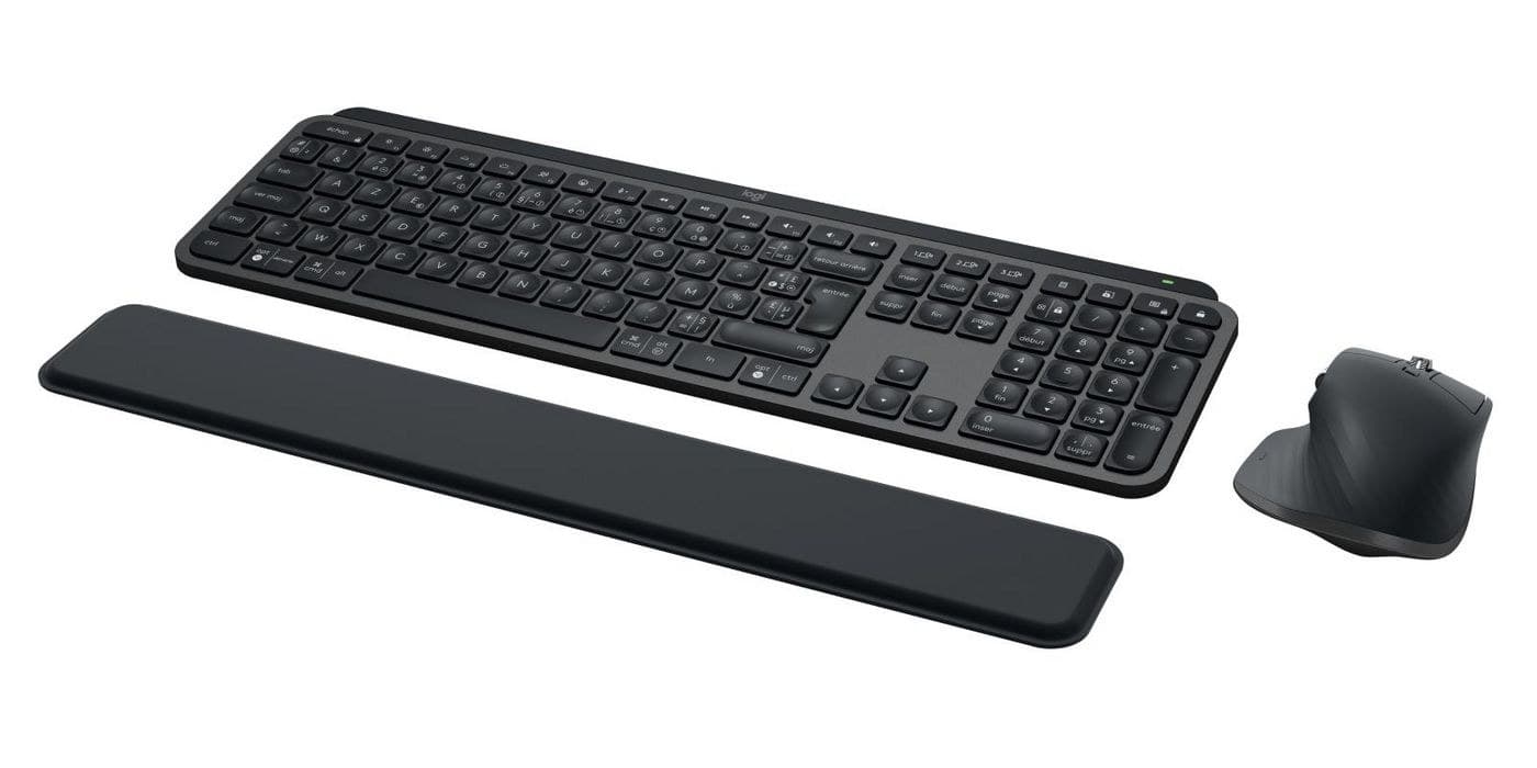 Logitech MX Keys Combo for Business Gen 2 - MX Keys for Business Wireless Keyboard, MX Master 3S for Business Mouse & MX Palm Rest - Bluetooth LE + Logi Bolt RF Receiver - AZERTY French Layout - Graphite (920-010927)