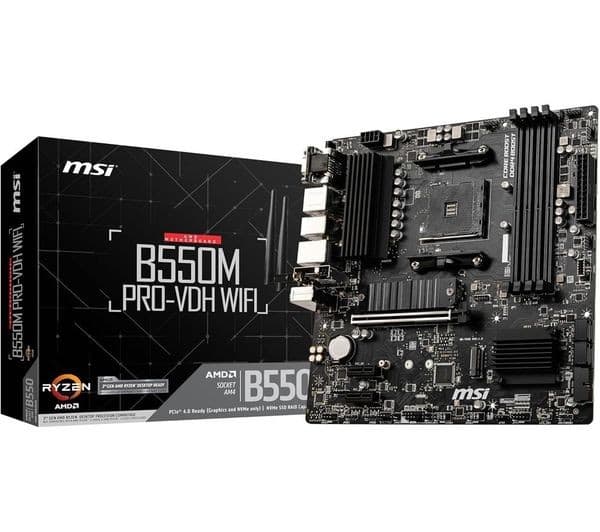 MSI B550M PRO-VDH AMD B550 Micro ATX AM4 DDR4 Motherboard - Black