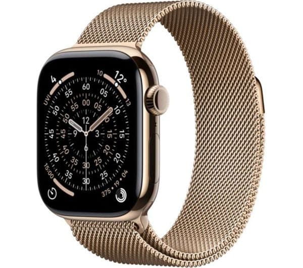 Apple Watch Series 11 GPS + Cellular 42mm Gold Titanium Case with Gold Milanese Loop - Image 1