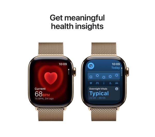 Apple Watch Series 11 GPS + Cellular 42mm Gold Titanium Case with Gold Milanese Loop - Image 5